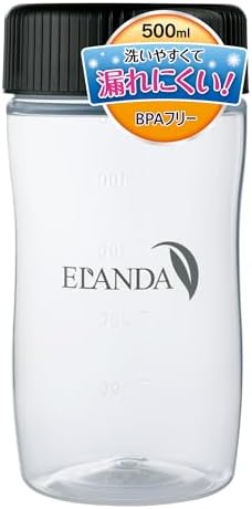 ELANDA エランダ プロテインシェイカー 500ml BPAフリー 漏れにくい 黒 ブラック