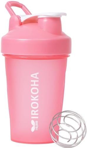IROKOHA プロテインシェイカー シェイカーボトル 400ml ウォーターボトル プロテインミキサー シェイクボトル ピンク(pink)