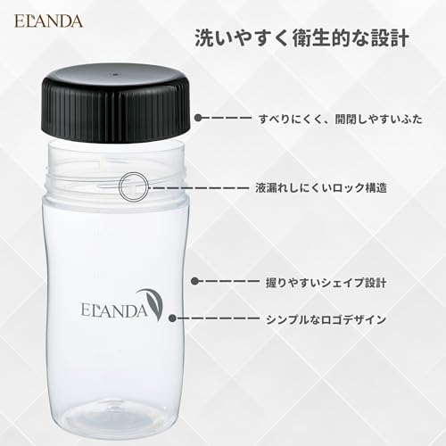 ELANDA エランダ プロテインシェイカー 500ml BPAフリー 漏れにくい 黒 ブラック 画像 3