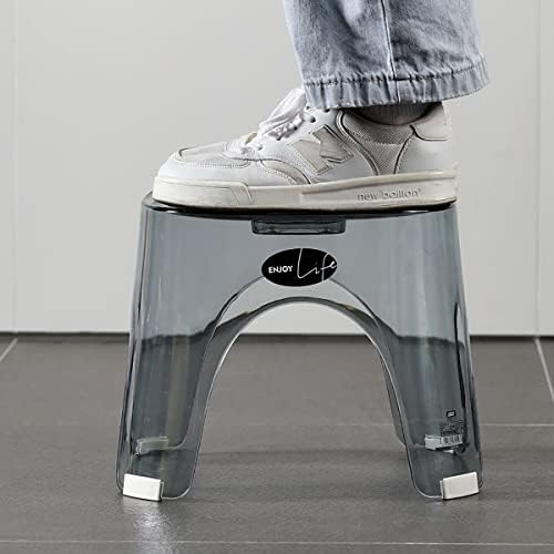 グレーのバスチェア 風呂イス 高さ25cm 耐荷重150kg クリア お風呂用 32×25×26cm 画像 4
