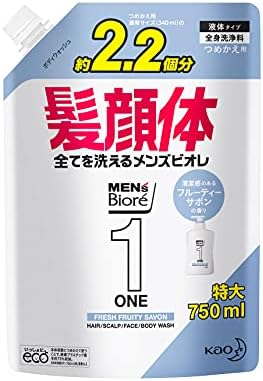 メンズビオレ ONE オールインワン全身洗浄料 フルーティーサボンの香り 大容量詰替 750ml 父の日 ギフト