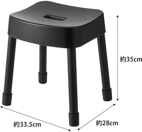 山崎実業(Yamazaki) マグネット風呂イス 座面高35cm + マグネット&引っ掛け湯おけ 【2点セット】 MIST 浮かせる収納 バスチェア ブラック 1726 7323 画像 2